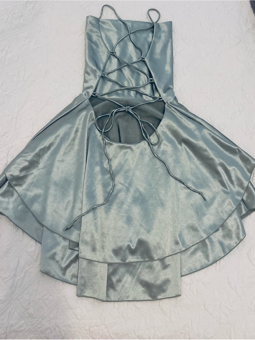 Satin Spaghetti-Strap Party Dress in Ice green - Picture 3 of 4